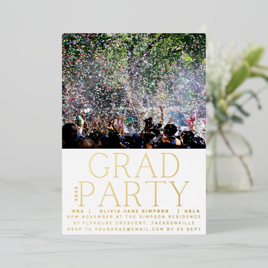 Invitation En Aluminium GRAD PARTY | Classe de 2023 Gold Pressing Moderne (Debout devant)