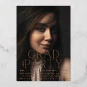 Invitation En Aluminium GRAD PARTY | Rose Gold Pressing Modern College (Recto)