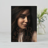 Invitation En Aluminium GRAD PARTY | Rose Gold Pressing Modern College (Debout devant)