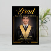 Invitation En Aluminium Grad. Touche dorée Éclaircissez votre avenir (Debout devant)