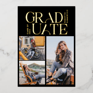 Invitation En Aluminium Graduate 2024 Photo Collage Graduation Party Gold