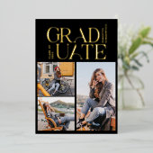Invitation En Aluminium Graduate 2024 Photo Collage Graduation Party Gold (Debout devant)