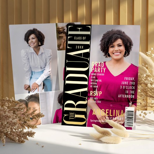 Invitation En Aluminium Graduate Fun Magazine tendance Couverture Grad Par