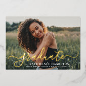 Invitation En Aluminium Graduate moderne Gold Script Graduation Party Phot (Recto)