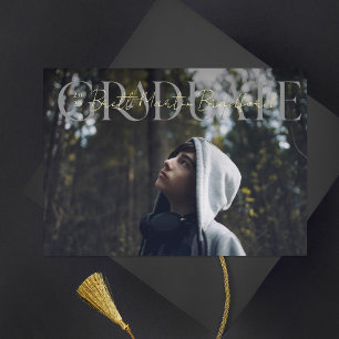 Invitation En Aluminium Graduate Muted Serif Graduation Photo