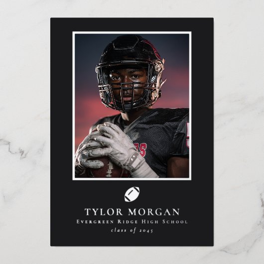 Invitation En Aluminium Graduate Photo Football Graduation Announcement (Recto)