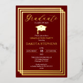 Invitation En Aluminium Graduate Photo Geometry Maroon Graduation Party (Recto)