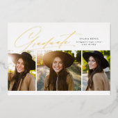 Invitation En Aluminium Graduate trois photo style simple graduation simpl (Recto)