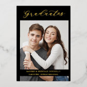 Invitation En Aluminium Graduates Golden Black Whimsical Calligraphy Photo (Recto)