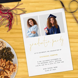 Invitation En Aluminium Graduation 2022 2 Photos Grad Party Gold Real