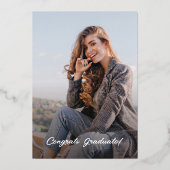 Invitation En Aluminium Graduation 2023 Script Navy Blue Photo Party Gold (Verso)