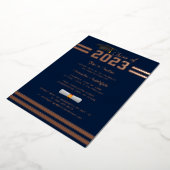 Invitation En Aluminium Graduation 2024 Marine Blue Party Rose Gold (Rotation)
