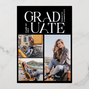 Invitation En Aluminium Graduation 2024 Photo Collage Grad Party Argent