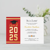 Invitation En Aluminium Graduation 2024 Red Script Grad Party Gold (Debout devant)
