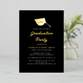 Invitation En Aluminium Graduation 2024 Script Black Grad Party Gold (Debout devant)