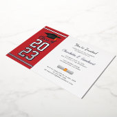 Invitation En Aluminium Graduation 2025 Red Script Grad Party Argent (Rotation)