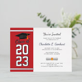 Invitation En Aluminium Graduation 2025 Red Script Grad Party Argent (Debout devant)