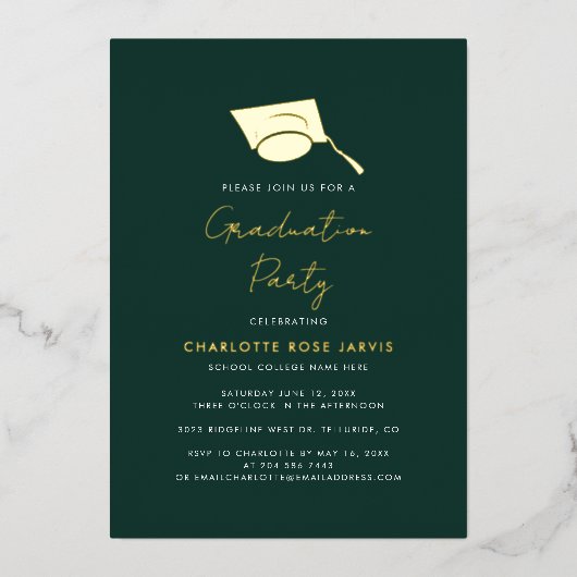 Invitation En Aluminium Graduation 2025 Script Graduate Party Gold (Recto)