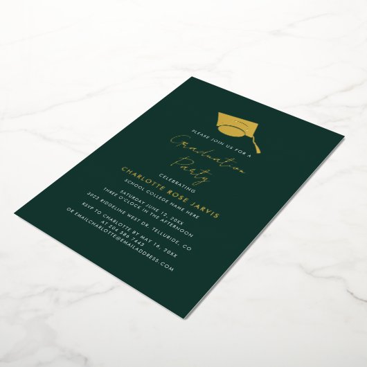 Invitation En Aluminium Graduation 2025 Script Graduate Party Gold (Rotation)