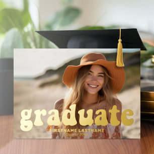 Invitation En Aluminium Graduation 4 Photo Retro Funky Gold Party