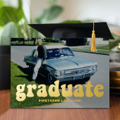 Invitation En Aluminium Graduation 4 Photo Retro Funky Gold Party