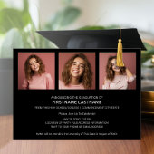 Invitation En Aluminium Graduation 4 Photo Retro Funky Gold Party