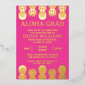 Invitation En Aluminium Graduation Aiguille tropicale Luau Rose (Recto)