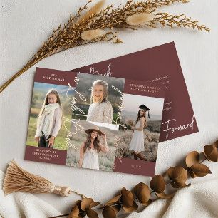 Invitation En Aluminium Graduation Alors & Maintenant Photo Collage Faire-
