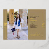 Invitation En Aluminium Graduation Classic Script Green & Gold Foil (Recto)