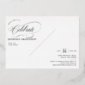 Invitation En Aluminium Graduation Classic Script Green & Gold Foil (Verso)