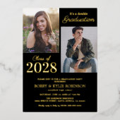 Invitation En Aluminium Graduation conjointe Véritable Gold Foil Invitatio (Recto)