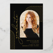 Invitation En Aluminium Graduation de l'Élégant Black Gold (Recto)