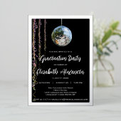 Invitation En Aluminium Graduation du ballon miroir noir et argent (Debout devant)