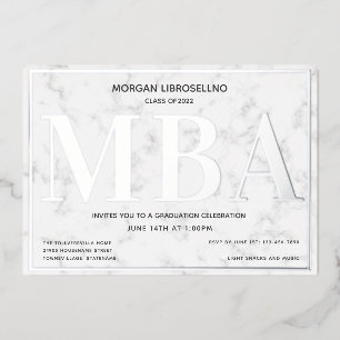 Invitation En Aluminium Graduation MBA Marble Silver