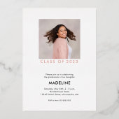 Invitation En Aluminium Graduation minimale moderne 2 Rose photo Gold (Verso)