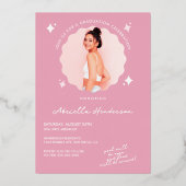 Invitation En Aluminium Graduation moderne et rétro rose étincelle (Verso)