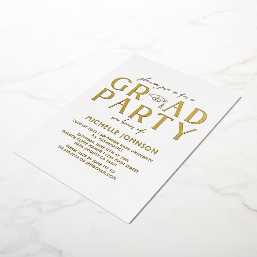 Invitation En Aluminium Graduation moderne Typographie de script noir | Ph (Rotation)