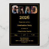 Invitation En Aluminium Graduation party black gold grad photo luxury (Recto)