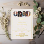 Invitation En Aluminium Graduation party ivory gold grad photo