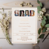 Invitation En Aluminium Graduation party ivory rose gold grad photo luxury