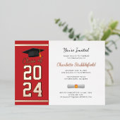 Invitation En Aluminium Graduation Party Red Script Grad 2025 Rose Gold (Debout devant)