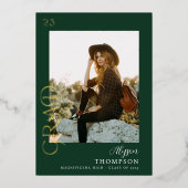 Invitation En Aluminium Graduation photo GRAD moderne - Green Foil (Recto)