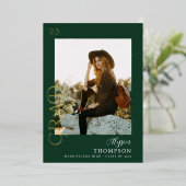 Invitation En Aluminium Graduation photo GRAD moderne - Green Foil (Debout devant)