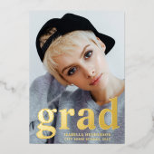 Invitation En Aluminium Graduation photo moderne Gold Foil (Recto)