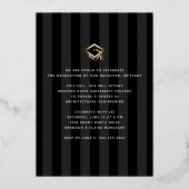 Invitation En Aluminium Graduation photo script moderne noir réel or (Verso)