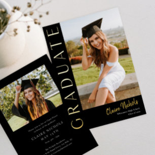 Invitation En Aluminium Graduation photo verticale moderne