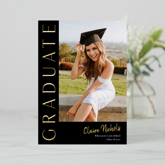 Invitation En Aluminium Graduation photo verticale moderne (Debout devant)