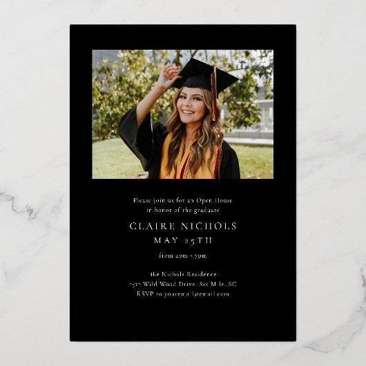 Invitation En Aluminium Graduation photo verticale moderne (Verso)