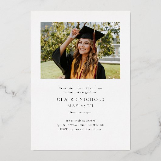 Invitation En Aluminium Graduation photo verticale moderne (Verso)