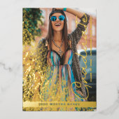 Invitation En Aluminium Graduation Real Golden Chic Fancy Romantic Photo  (Recto)